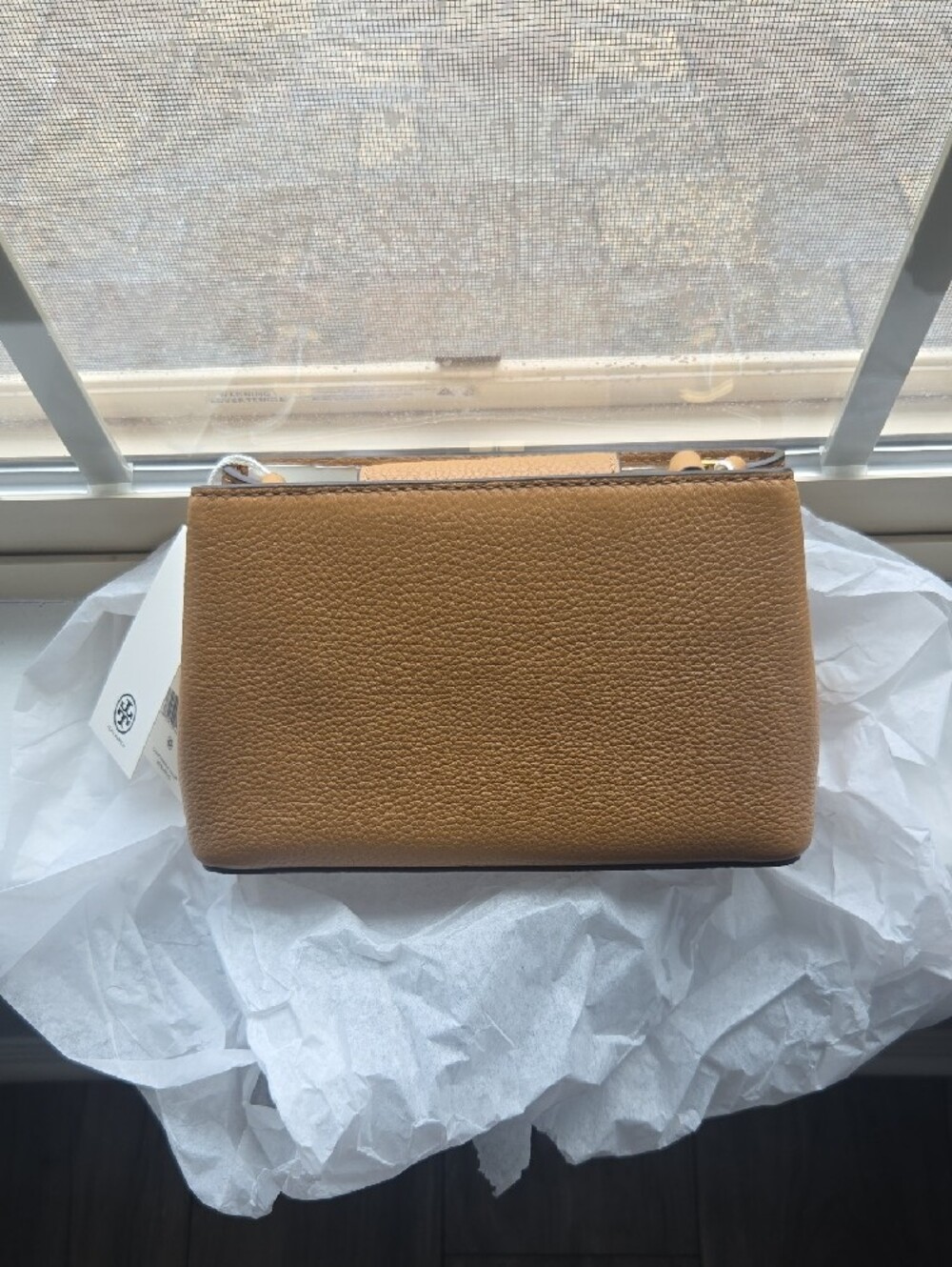 Tory Burch Britten Tan Pebbled Leather Micro Satchel - Picture 4 of 9